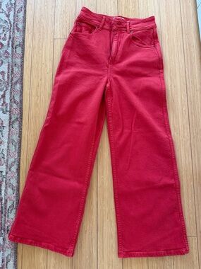 Sézane Red Cropped Wide-Leg Jeans, new.
